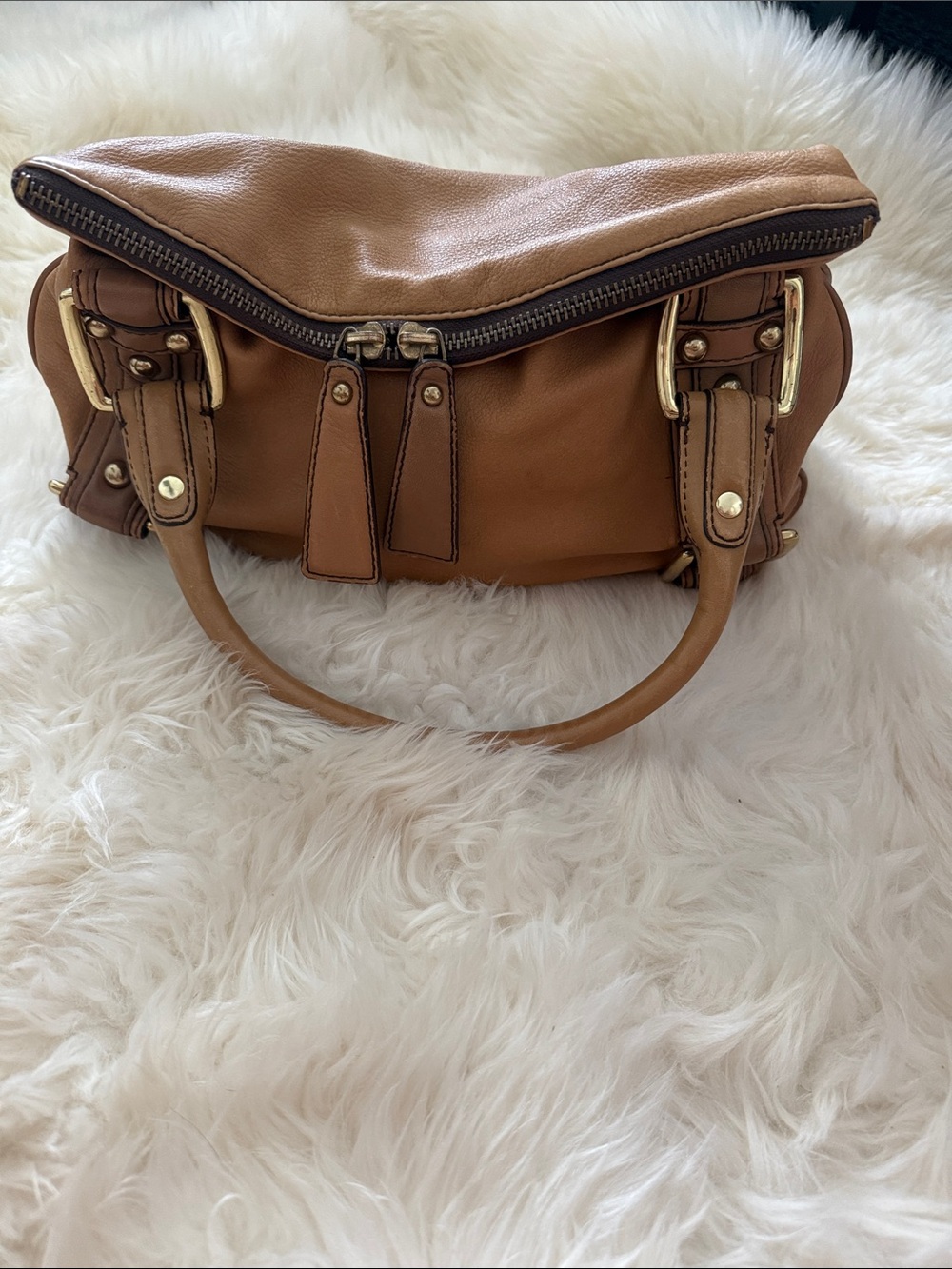 Classic Brown Soft Leather Handbag